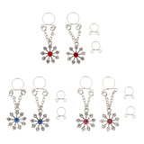 Maxbell 1 Pair Lady Crystal Flower Dangle Non Piercing Nipple Ring Body Jewelry Red