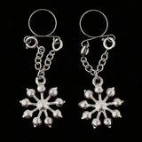 Maxbell 1 Pair Lady Crystal Flower Dangle Non Piercing Nipple Ring Body Jewelry Red