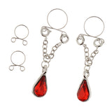 Maxbell 1 Pair Dangle Non Piercing Clip On Nipple Ring Body Jewelry Red