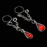 Maxbell 1 Pair Dangle Non Piercing Clip On Nipple Ring Body Jewelry Red