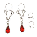 Maxbell 1 Pair Dangle Non Piercing Clip On Nipple Ring Body Jewelry Red