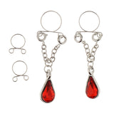 Maxbell 1 Pair Dangle Non Piercing Clip On Nipple Ring Body Jewelry Red