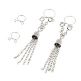 Maxbell 1 Pair Dangle Non Piercing Clip On Nipple Ring Body Jewelry Silver Tassel