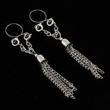 Maxbell 1 Pair Dangle Non Piercing Clip On Nipple Ring Body Jewelry Silver Tassel