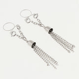 Maxbell 1 Pair Dangle Non Piercing Clip On Nipple Ring Body Jewelry Silver Tassel