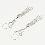 Maxbell 1 Pair Dangle Non Piercing Clip On Nipple Ring Body Jewelry Silver Tassel