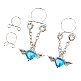 Maxbell 1 Pair Crystal Angel Wing Heart Dangle Fake Nipple Ring Body Jewelry Blue