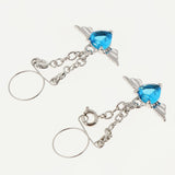 Maxbell 1 Pair Crystal Angel Wing Heart Dangle Fake Nipple Ring Body Jewelry Blue