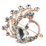 Maxbell Women Crystal Peacock Brooch Wedding Bouquet Pin Jewelry Party White