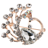 Maxbell Women Crystal Peacock Brooch Wedding Bouquet Pin Jewelry Party White