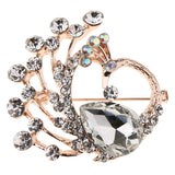 Maxbell Women Crystal Peacock Brooch Wedding Bouquet Pin Jewelry Party White