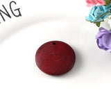 Maxbell 20pcs Wooden Charms Pendant Round Shape Earring Jewelry Findings Wine Red