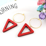 Maxbell 20 Pieces Wood Geometric Triangle Drop Charms for Jewelry Making Red