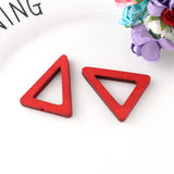 Maxbell 20 Pieces Wood Geometric Triangle Drop Charms for Jewelry Making Red