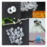 Maxbell 100Pcs Rubber Rings Stopper For Spacer Charms Bracelet Chain Beads Black