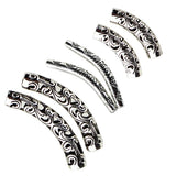 Maxbell Tibetan Silver Curved Tube Bead DIY Jewelry Necklace Bracelet Craft 4x35mm