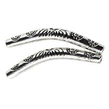 Maxbell Tibetan Silver Curved Tube Bead DIY Jewelry Necklace Bracelet Craft 4x35mm