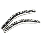 Maxbell Tibetan Silver Curved Tube Bead DIY Jewelry Necklace Bracelet Craft 4x35mm