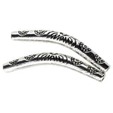 Maxbell Tibetan Silver Curved Tube Bead DIY Jewelry Necklace Bracelet Craft 4x35mm