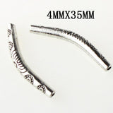 Maxbell Tibetan Silver Curved Tube Bead DIY Jewelry Necklace Bracelet Craft 4x35mm