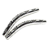 Maxbell Tibetan Silver Curved Tube Bead DIY Jewelry Necklace Bracelet Craft 4x35mm