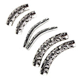 Maxbell Tibetan Silver Curved Tube Bead DIY Jewelry Necklace Bracelet Craft 4x35mm