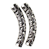 Maxbell Tibetan Silver Curved Tube Bead DIY Jewelry Necklace Bracelet Craft 5.5x36mm