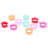 Maxbell 10Pcs Solid Silicone Double Flared Plugs Ear Gauge Stretching Expander 14mm