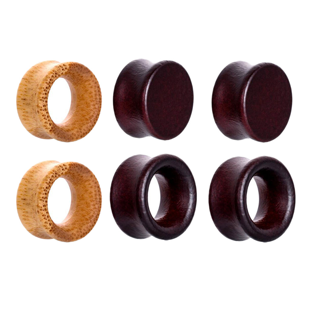 Maxbell 3 Pairs Natural Wooden Flared Expander Gauges Tunnel Ear Piercing 12mm