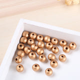 Maxbell 200 Piece Wood Round Beads Wooden Loose Beads For Jewelry Making 8mm Golden