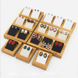 Maxbell Natural Bamboo Wooden EarringsEar Studs Display Rack Organizer White 1 Slot