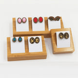 Maxbell Natural Bamboo Wooden EarringsEar Studs Display Rack Organizer White 1 Slot