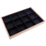 Maxbell Wooden Jewelry Ring Earrings Display Box Tray Storage 12 Slots 12 Slots