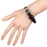 Maxbell Chic Cow Leather Wristband Cuff Bracelet Bangle Charm Women Jewelry Brown