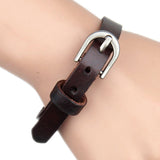 Maxbell Chic Cow Leather Wristband Cuff Bracelet Bangle Charm Women Jewelry Brown