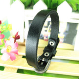 Maxbell Chic Cow Leather Wristband Cuff Bracelet Bangle Charm Women Jewelry Black