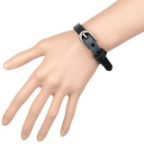 Maxbell Chic Cow Leather Wristband Cuff Bracelet Bangle Charm Women Jewelry Black