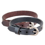 Maxbell Chic Cow Leather Wristband Cuff Bracelet Bangle Charm Women Jewelry Black