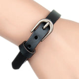 Maxbell Chic Cow Leather Wristband Cuff Bracelet Bangle Charm Women Jewelry Black