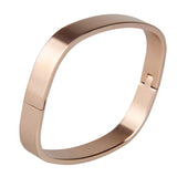 Maxbell Womens Mens Stainless Steel Brecelet Polished Cuff Bangle Rose Gold 8mm