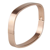 Maxbell Womens Mens Stainless Steel Brecelet Polished Cuff Bangle Rose Gold 8mm