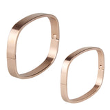 Maxbell Womens Mens Stainless Steel Brecelet Polished Cuff Bangle Rose Gold 8mm