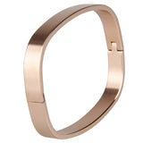 Maxbell Womens Mens Stainless Steel Brecelet Polished Cuff Bangle Rose Gold 8mm