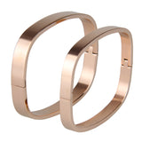 Maxbell Womens Mens Stainless Steel Brecelet Polished Cuff Bangle Rose Gold 8mm