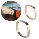 Maxbell Womens Mens Stainless Steel Brecelet Polished Cuff Bangle Rose Gold 8mm