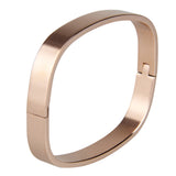 Maxbell Womens Mens Stainless Steel Brecelet Polished Cuff Bangle Rose Gold 8mm