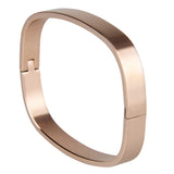 Maxbell Womens Mens Stainless Steel Brecelet Polished Cuff Bangle Rose Gold 8mm