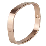 Maxbell Womens Mens Stainless Steel Brecelet Polished Cuff Bangle Rose Gold 8mm