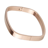 Maxbell Womens Mens Stainless Steel Brecelet Polished Cuff Bangle Rose Gold 6mm