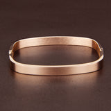 Maxbell Womens Mens Stainless Steel Brecelet Polished Cuff Bangle Rose Gold 6mm